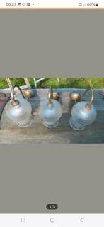 Antieke Wandlampen met Glazen Kappen, Antiek en Kunst, Antiek | Kandelaars, Ophalen of Verzenden, Glas