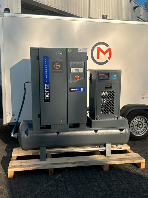 Hertz schroefcompressor, Doe-het-zelf en Verbouw, Compressors, Nieuw, 6 tot 10 bar, 100 liter of meer, 400 tot 800 liter/min, Geluidgedempt