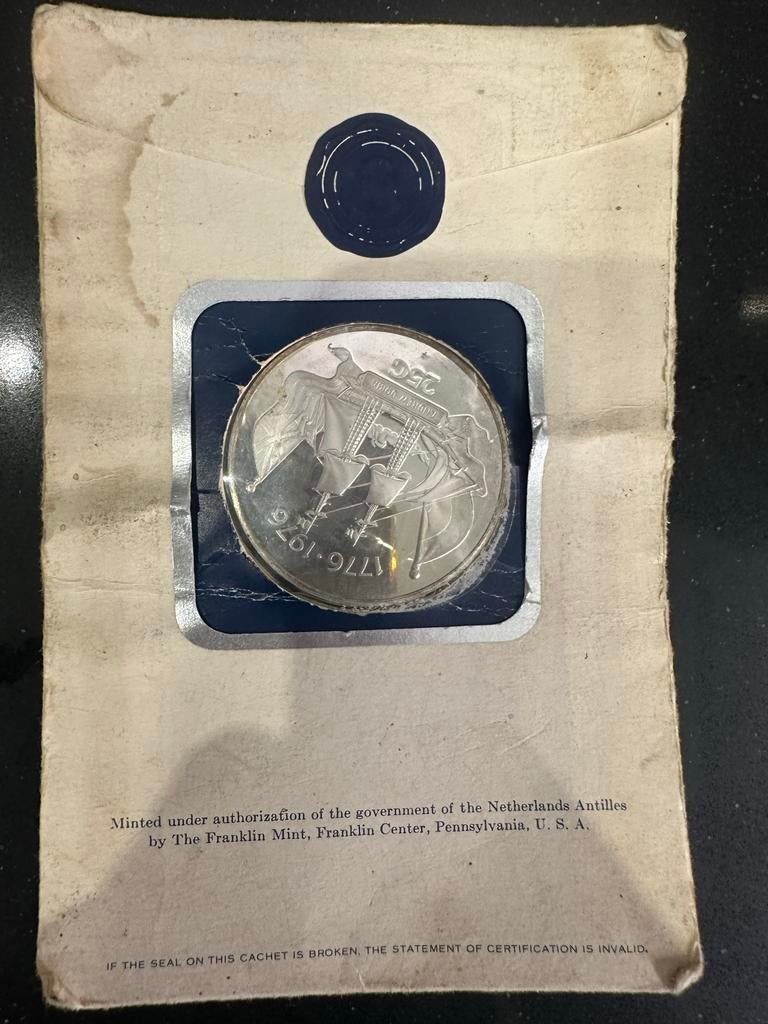 1976 Nederlandse Antillen 25 Gulden Herdenkingsmunt, Postzegels en Munten, Munten | Nederland, Losse munt, Ophalen of Verzenden