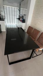 Moderne zwarte graniet eettafel, Huis en Inrichting, Tafels | Eettafels, Gebruikt, 100 tot 150 cm, Ophalen of Verzenden, Vier personen