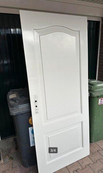 Witte Hoogglans Boerderij WC Deur - Rechtsdraaiend, Doe-het-zelf en Verbouw, Deuren en Horren, Gebruikt, Buitendeur, 200 tot 215 cm