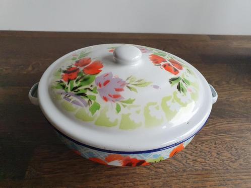 Emaille schaaltje met deksel, Antiek en Kunst, Antiek | Emaille, Ophalen of Verzenden