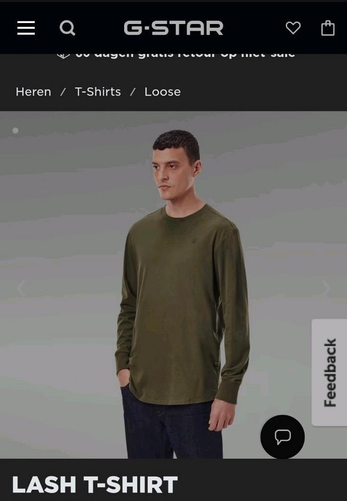 G-Star Raw Lash T-shirt/ longsleeve, groen, maat XXL, zgan!, Kleding | Heren, T-shirts, Zo goed als nieuw, Overige maten, Groen