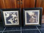 Engel schilderij 2 stuks met glas en houten lijst, Minder dan 50 cm, Ophalen of Verzenden, Zo goed als nieuw, Schilderij