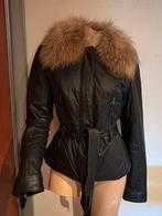 GOOSECRAFT jas half leer met bontkraag M 3 origineel ZGAN, Maat 38/40 (M), Goosecraft, R, Zwart