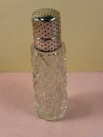 Kristallen parfumflesje met zilveren hals en dop, Ophalen of Verzenden, Zilver