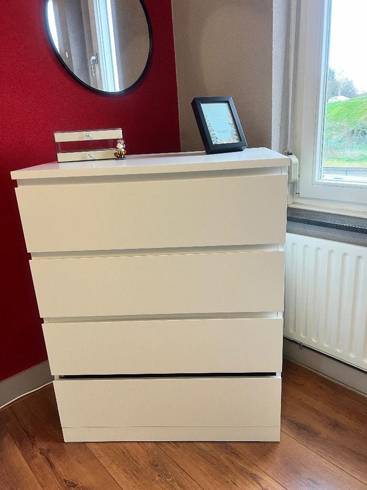 IKEA MALM ladekast wit – 4 lades (80x100 cm), Huis en Inrichting, Kasten | Ladekasten, Gebruikt, Minder dan 100 cm, 50 tot 100 cm
