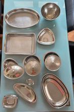 Set van 15 RVS vintage opschepschalen, Ophalen, Gebruikt
