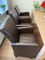 6 leren eetkamerstoelen, Huis en Inrichting, Stoelen, Ophalen, Gebruikt, Bruin, Leer