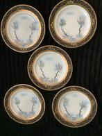 5 Japanse Handbeschilderde Bordjes - 17cm, porselein, Ophalen of Verzenden