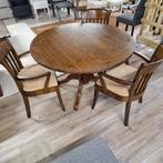 Ronde houten eettafel plus drie koloniale stoelen, Ophalen, ., Minder dan 4 stoelen, .