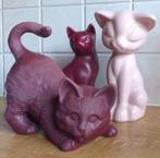 Vintage kattenbeeldjes poezenbeeldjes roze jaren '80, Ophalen of Verzenden, Gebruikt, Dier