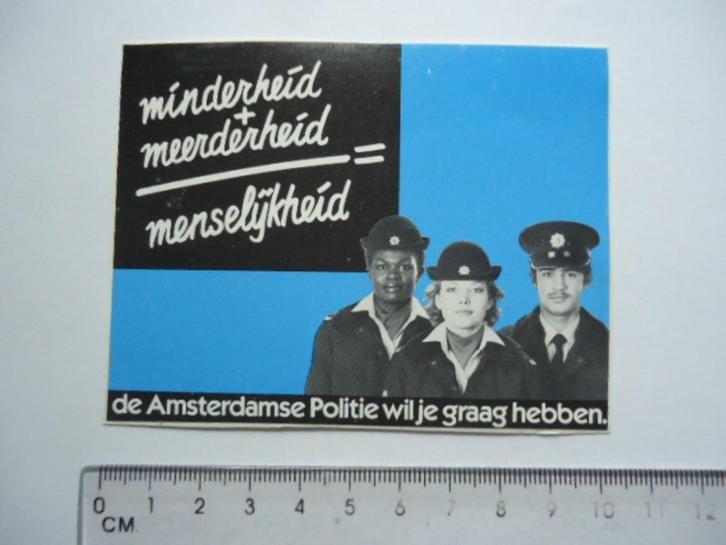 sticker oud POLITIE AMSTERDAM Amsterdamse retro vintage, Verzamelen, Stickers, Zo goed als nieuw, Bedrijf of Vereniging, Verzenden