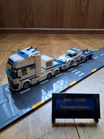 Lego city MOC politie Trekker met Dieplader + Politieauto beschikbaar voor biedingen