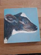 jonge koe acryl op canvasdoek 30x30cm, Ophalen of Verzenden, Zo goed als nieuw, Schilderij