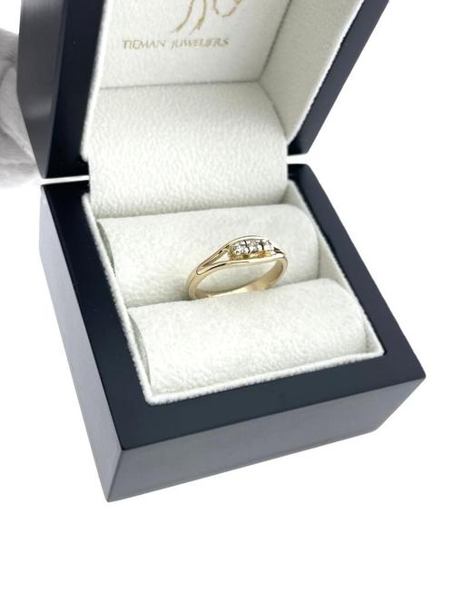 Antiek Gouden Bandring ca 0.10 ct Briljant Geslepen Diamant, Sieraden, Tassen en Uiterlijk, Ringen, Zo goed als nieuw, Dame, 17 tot 18