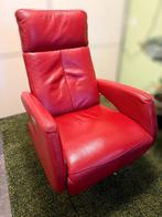 Relaxfauteuil rood, Leer, Ophalen of Verzenden, Zo goed als nieuw, Modern