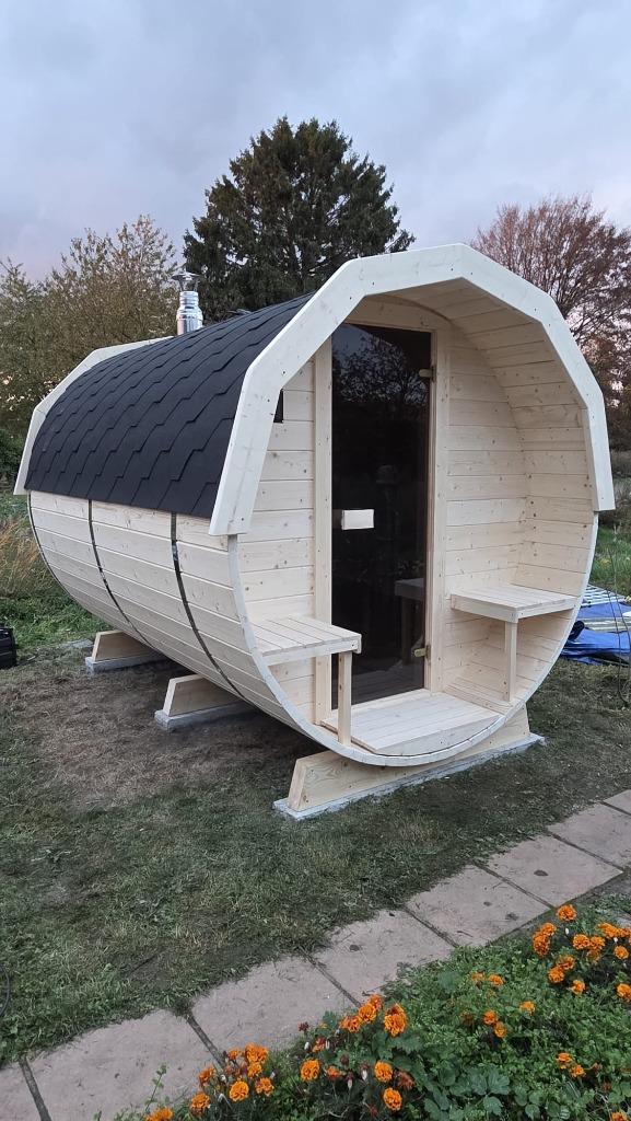 3M Barrel Sauna van Scandinavisch grenenhout, Verzenden, Nieuw, Fins of Traditioneel, Complete sauna