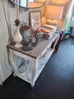 Landelijke Sidetable Wit met Vergrijsd Blad en Laden, Ophalen, Gebruikt, 100 tot 150 cm, Landelijk