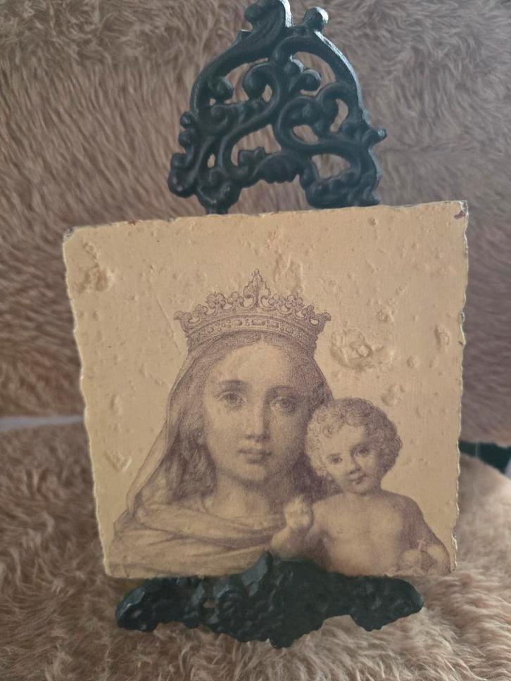 Madonna met kind tegel - Religieuze kunst, Antiek en Kunst, Antiek | Religie, Ophalen of Verzenden