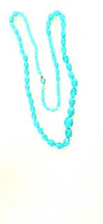 Antieke kralen ketting aqua m wit ca 75cm, Ophalen of Verzenden, Zo goed als nieuw, Blauw, Overige materialen