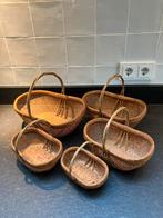 Set van 5 rieten mandjes, Gebruikt, Mand, Ophalen of Verzenden, Riet