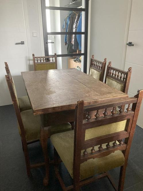 Queen Ann Eettafel met Mechelse stoeltjes, Huis en Inrichting, Complete eetkamers, Gebruikt, 6 tot 8 stoelen, Ophalen