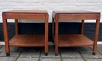 antieke eiken bijzettafels, set, 59 x 59, hoog 61 cm, De doofpot, Amsterdamse school, art deco, Vierkant, 60 cm of meer