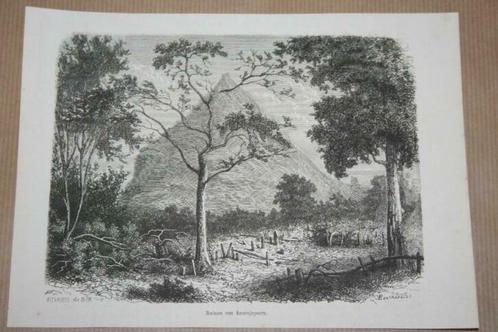 Antieke gravure - Ruïnes van Anarajapura (Ceylon) - 1874 !!, Antiek en Kunst, Kunst | Etsen en Gravures, Ophalen of Verzenden