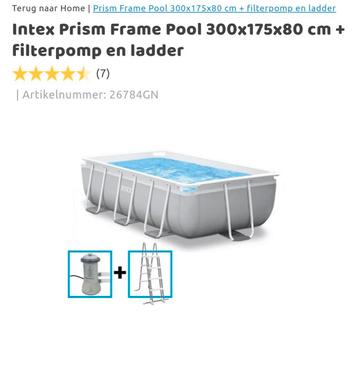 Intex Zwembad 300x175x75cm + Filter, Trap, Chloor beschikbaar voor biedingen