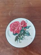 Vintage bonbontrommeltje met roze roos *eureka*, Ophalen of Verzenden