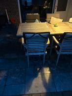 Teak Tuinset - Uitschuifbare Tafel + 5 Stoelen, Tuin en Terras, Tuinsets en Loungesets, Ophalen, 5 zitplaatsen, Gebruikt, Eettafel