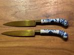 2x Antieke fruitmessen met uienpatroon, porseleinen handvat, Antiek en Kunst, Antiek | Bestek, Ophalen
