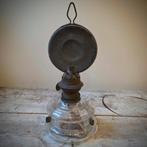Oude Olie/Petroleum Wandlamp Glas/Zink, Ophalen of Verzenden