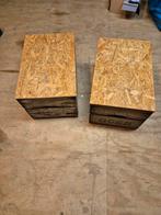 Oude fruitkisten 'GOES' als bijzettafels, Ophalen, Minder dan 50 cm, Gebruikt, Grenenhout