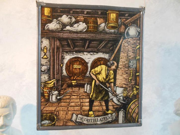 Glas in lood venster Distillateur, Huis en Inrichting, Woonaccessoires | Wanddecoraties, Zo goed als nieuw, Ophalen of Verzenden