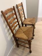 Twee Antieke Eetkamerstoelen met Riet Zitting, Huis en Inrichting, Stoelen, Ophalen, Gebruikt, Twee, Bruin