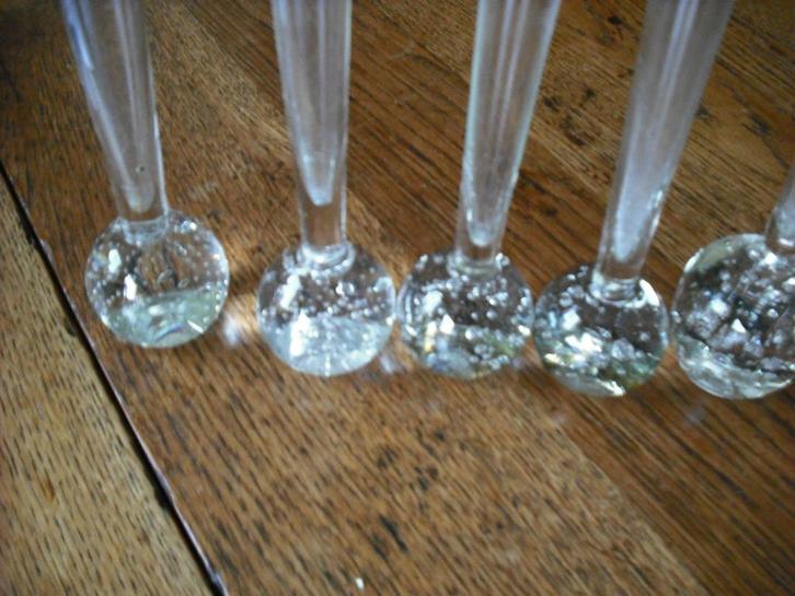 5 mooie Vintage Bolvaasje met luchtbelletjes,jrn 70(adv238A., Huis en Inrichting, Woonaccessoires | Vazen, Gebruikt, Overige kleuren