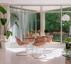 Glazen ronde eettafel | vintage | mid century | design, Huis en Inrichting, Rond, Ophalen of Verzenden, Vijf personen of meer