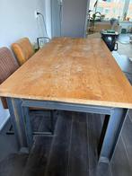 Industriële eettafel eikenhout, Huis en Inrichting, Ophalen, Gebruikt, Eikenhout, 200 cm of meer