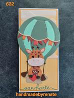 Nr. 632 Handgemaakte wenskaart giraffe in luchtballon, Ophalen of Verzenden, Nieuw, Overige thema's