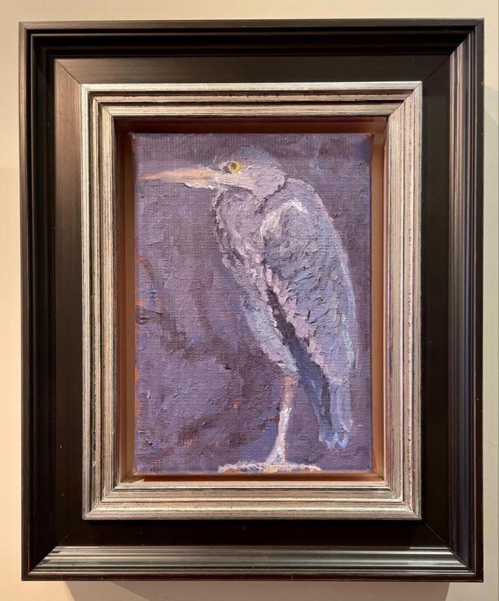 Annemieke Vos, de reiger, opl. Academie Minerva Groningen., Antiek en Kunst, Kunst | Schilderijen | Modern, Ophalen of Verzenden