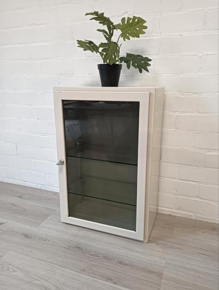 Glazen en metalen Wandkast / Vitrinekast / medicijnkast, Huis en Inrichting, Kasten | Vitrinekasten, Zo goed als nieuw, 50 tot 100 cm