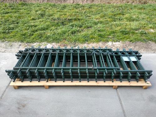 15 Meter Sierhekwerk En Dubbele Poort 90cm Hoog Groen, Tuin en Terras, Tuinhekken en Hekwerk, Gebruikt, Sierhekwerk, IJzer, Met poort