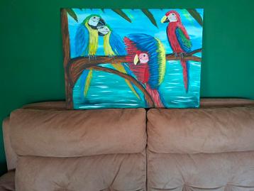 Canvas Schilderij: Kleurrijke Ara's 50x70 beschikbaar voor biedingen