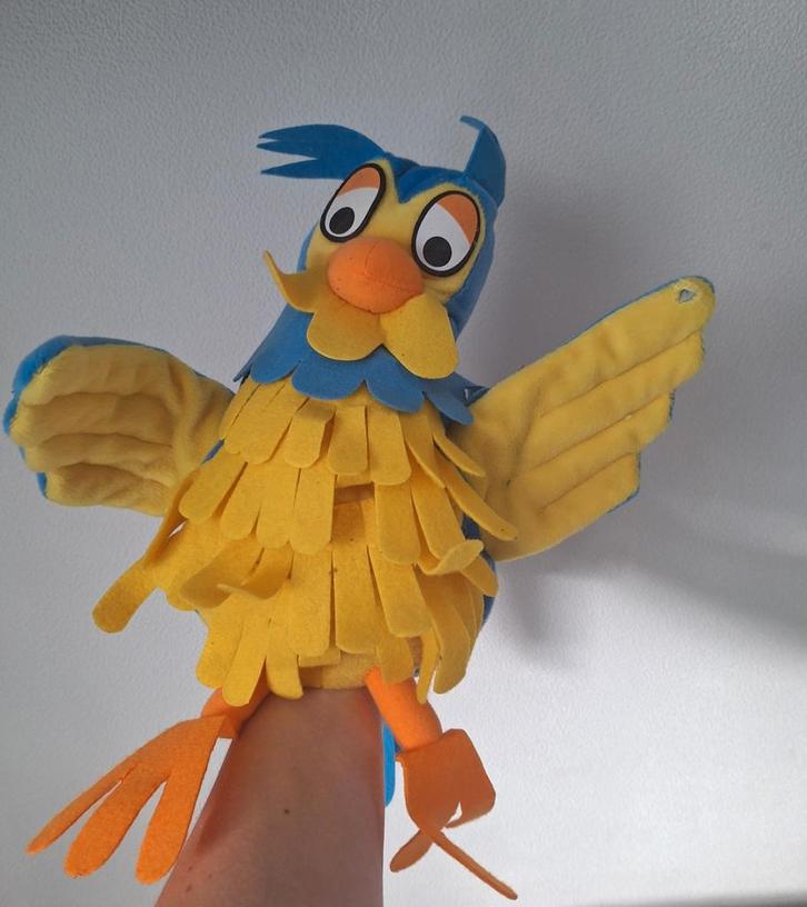 Zeldzame Fabeltjeskrant handpop uil 35 cm, Kinderen en Baby's, Speelgoed | Poppen, Overige typen, Ophalen of Verzenden