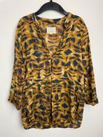 Diega lange blouse zwart geel bruin maat M abstracte print, Maat 38/40 (M), 6 rue Béranger 75003 Paris, Eshop@diega.fr, Zwart