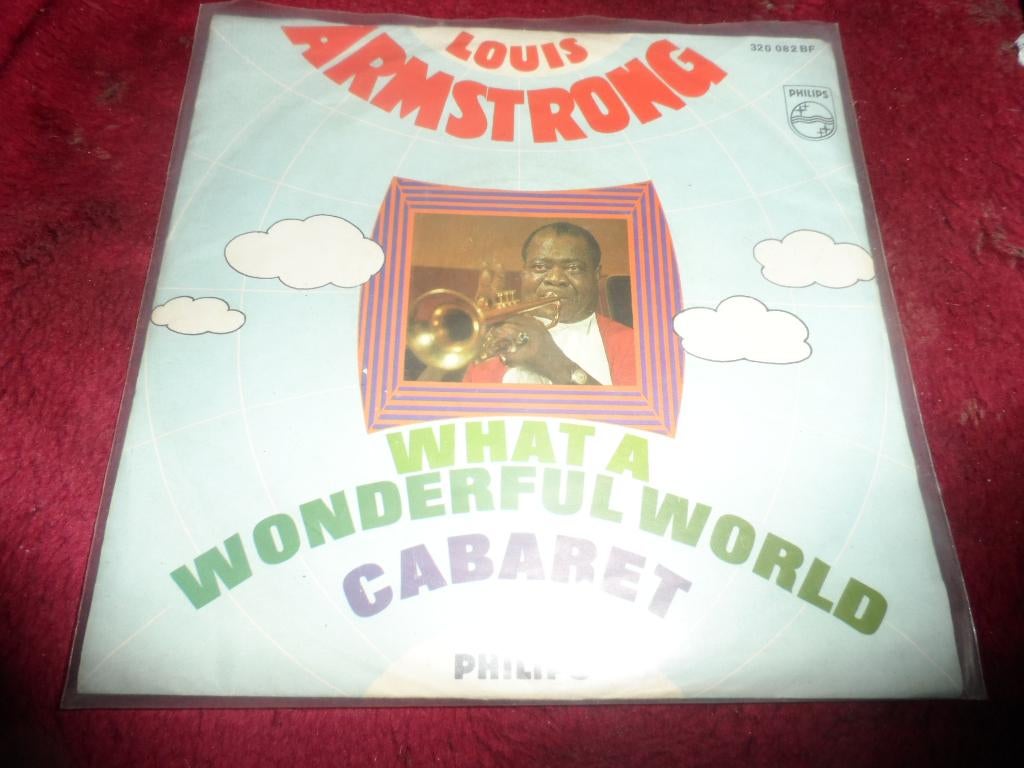 Louis Armstrong - What a wonderful world / Cabaret, Cd's en Dvd's, Vinyl Singles, Gebruikt, 7 inch, Single, Ophalen of Verzenden