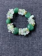 Werkelijk prachtige nieuwe armband met jade en kristallen, Nieuw, Ophalen of Verzenden, Elastiek, Met edelsteen