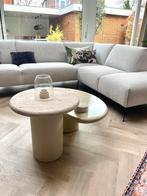 Furnified bijzettafel salontafeltje Caen van travertin, Huis en Inrichting, Overige materialen, Minder dan 55 cm, Rond, Nieuw